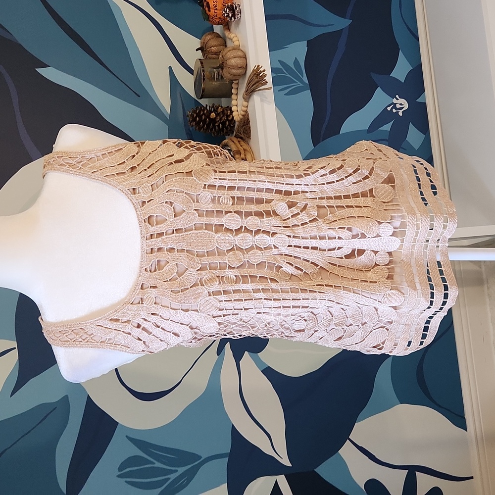 Express Metallic Crochet Tank